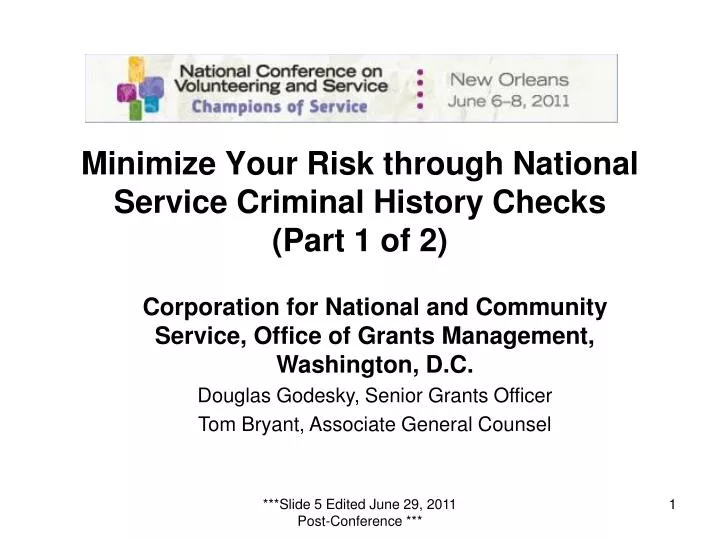 minimize your risk through national service criminal history checks part 1 of 2