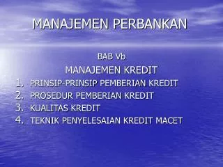 manajemen perbankan
