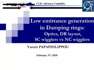 Low emittance generation in Damping rings: Optics, DR layout, SC wigglers vs NC wigglers
