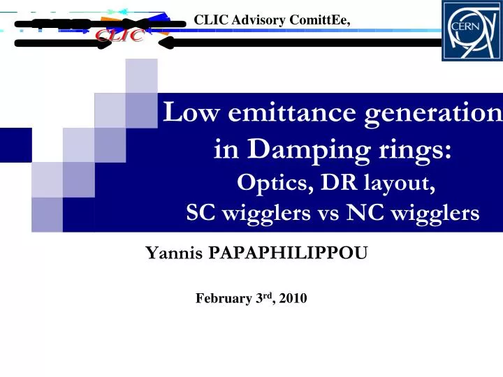 low emittance generation in damping rings optics dr layout sc wigglers vs nc wigglers