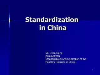 Standardization in China