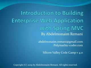Introduction to Building Enterprise Web Application with Spring MVC