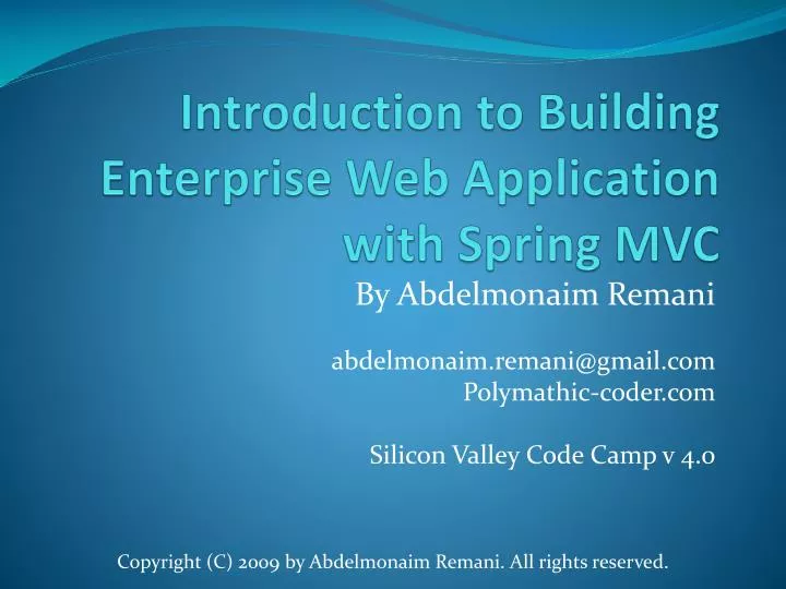 introduction to building enterprise web application with spring mvc