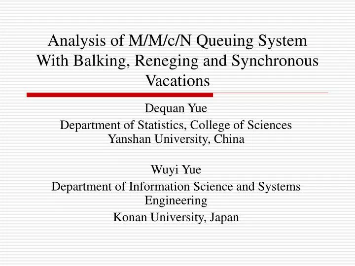 analysis of m m c n queuing system with balking reneging and synchronous vacations