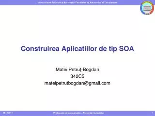 construirea aplicatiilor de tip soa