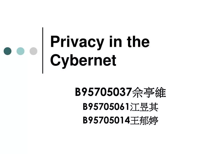 privacy in the cybernet