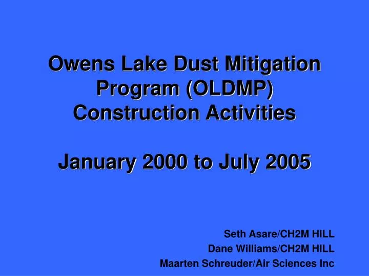 owens lake dust mitigation program oldmp construction activities january 2000 to july 2005