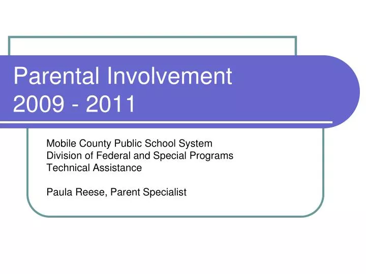 parental involvement 2009 2011