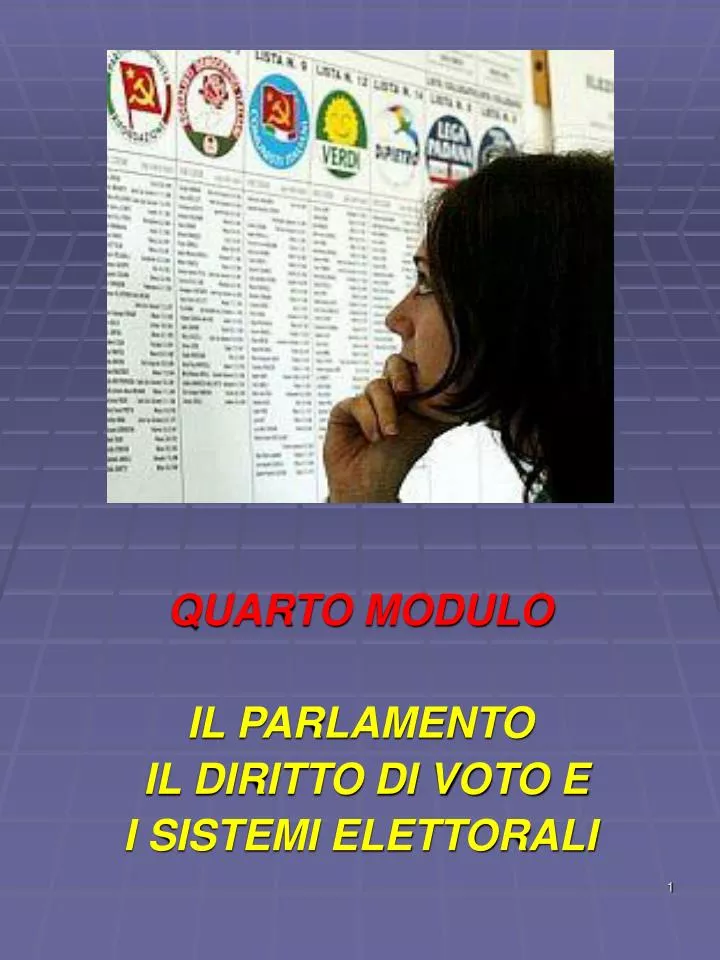 quarto modulo il parlamento il diritto di voto e i sistemi elettorali