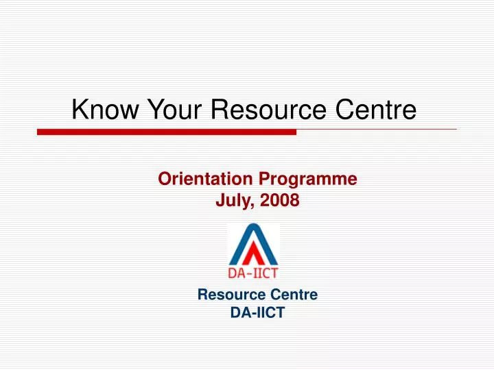 know your resource centre