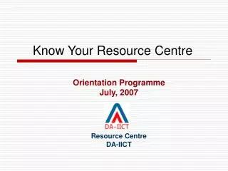Know Your Resource Centre