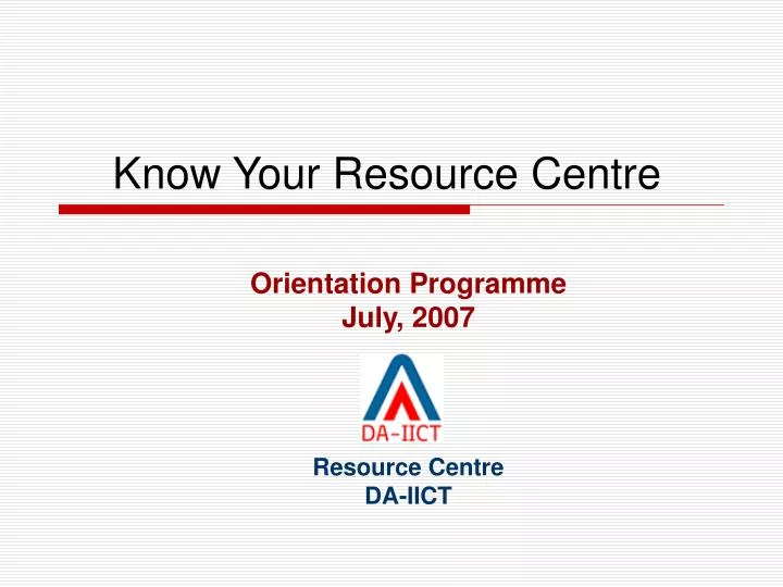 know your resource centre