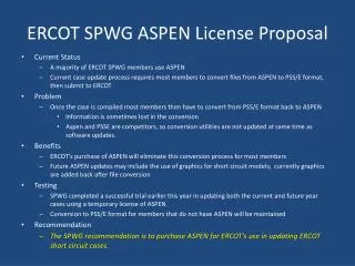 ERCOT SPWG ASPEN License Proposal