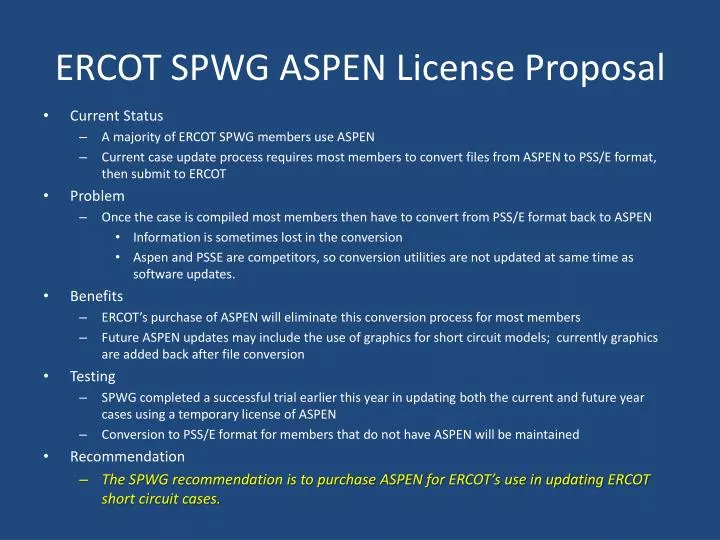 ercot spwg aspen license proposal