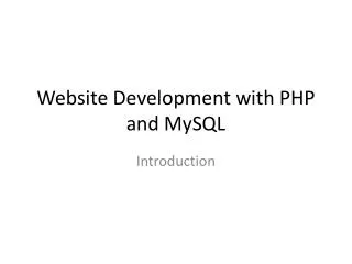 Website Development with PHP and MySQL