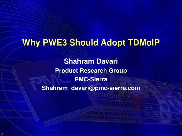 why pwe3 should adopt tdmoip