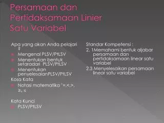 persamaan dan pertidaksamaan linier satu variabel