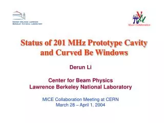 Status of 201 MHz Prototype Cavity and Curved Be Windows