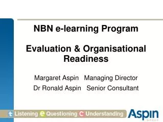 NBN e-learning Program Evaluation &amp; Organisational Readiness