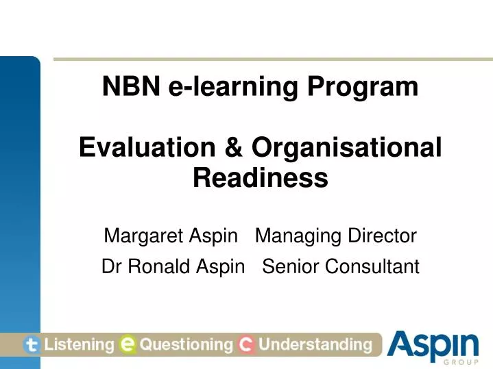 nbn e learning program evaluation organisational readiness