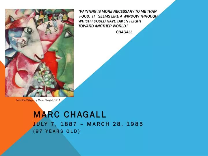 marc chagall july 7 1887 march 28 1985 97 years old