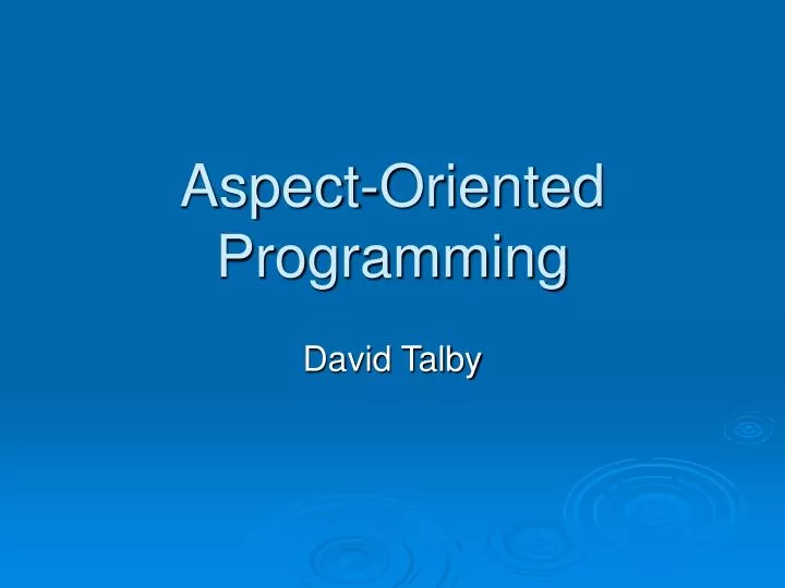 aspect oriented programming