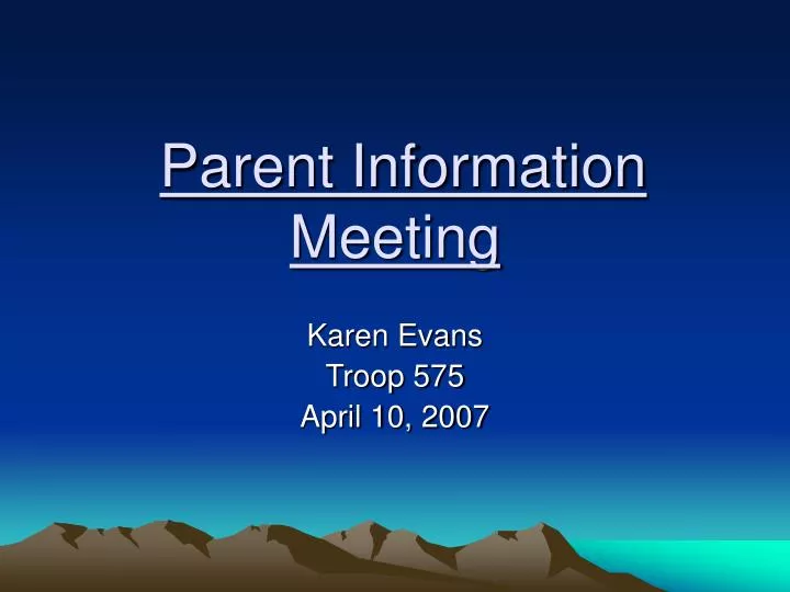 parent information meeting