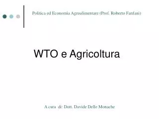 wto e agricoltura