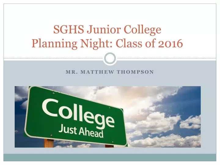sghs junior college planning night class of 2016
