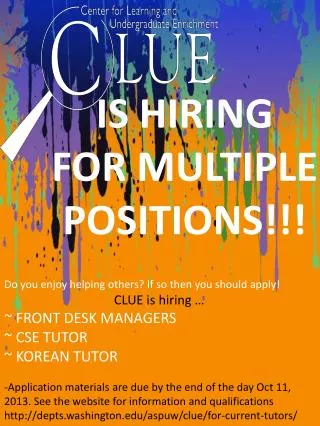 IS HIRING FOR MULTIPLE POSITIONS!!!