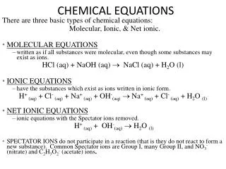 CHEMICAL EQUATIONS