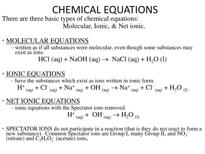 chemical equations