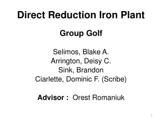 Direct Reduction Iron Plant