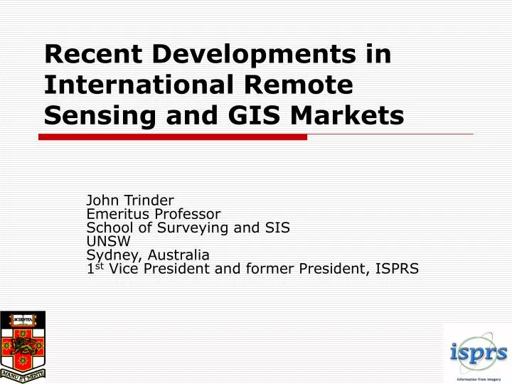 recent developments in international remote sensing and gis markets
