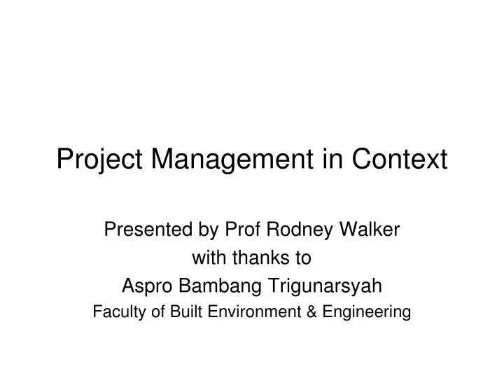 project management in context