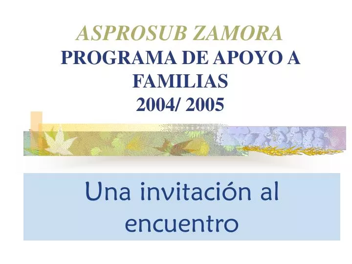 asprosub zamora programa de apoyo a familias 2004 2005