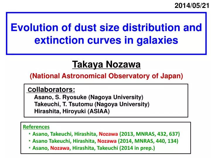 evolution of dust size distribution and extinction curves in galaxies