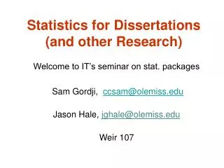 Statistics for Dissertations (and other Research)