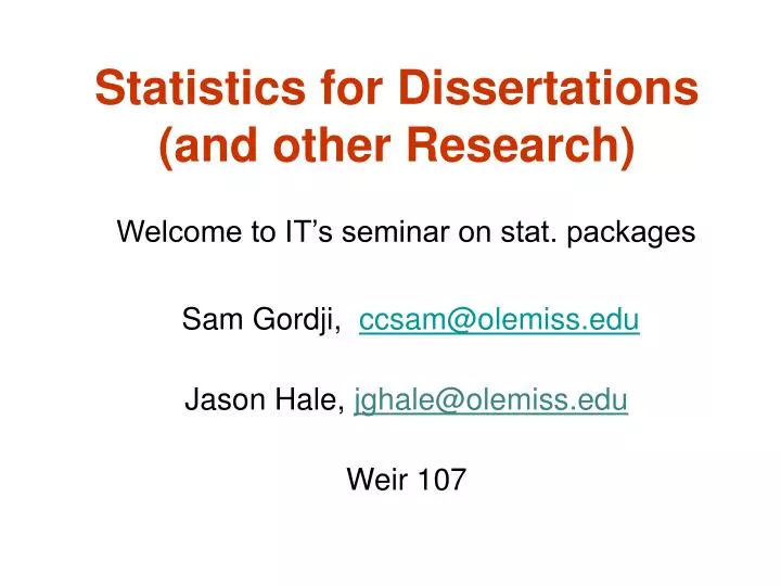 statistics for dissertations and other research