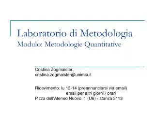 laboratorio di metodologia modulo metodologie quantitative