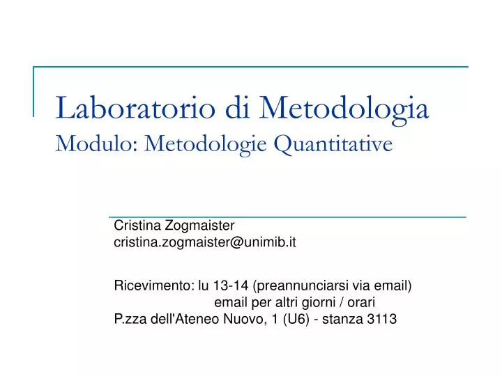 laboratorio di metodologia modulo metodologie quantitative
