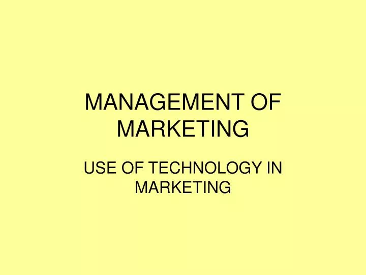 management of marketing