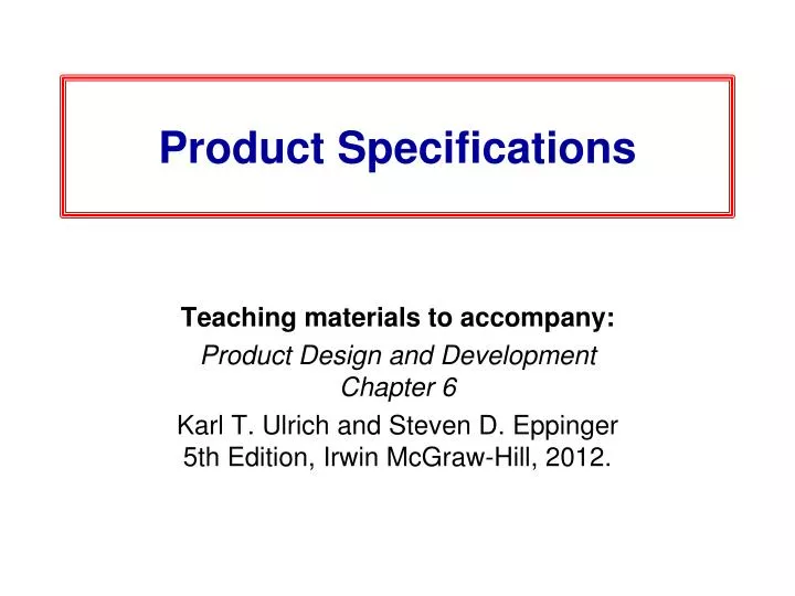 product specifications