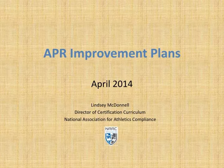 apr improvement plans