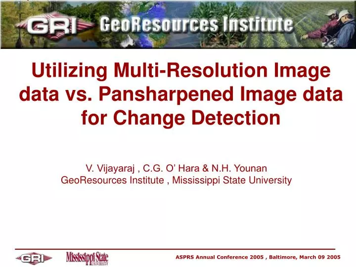 utilizing multi resolution image data vs pansharpened image data for change detection