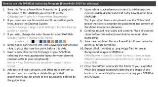 How to use this SPARKlab Authoring Template ( PowerPoint 2007 for Windows)