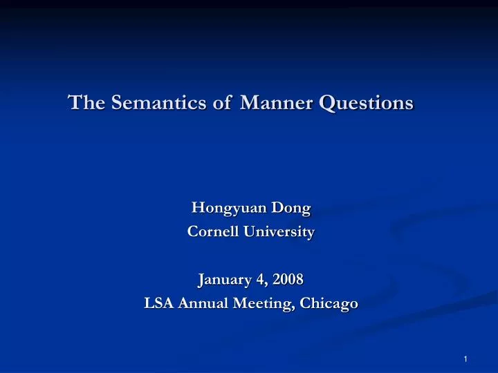 the semantics of manner questions