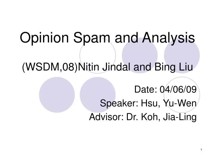 opinion spam and analysis wsdm 08 nitin jindal and bing liu
