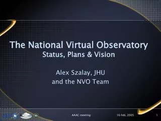 Alex Szalay, JHU and the NVO Team