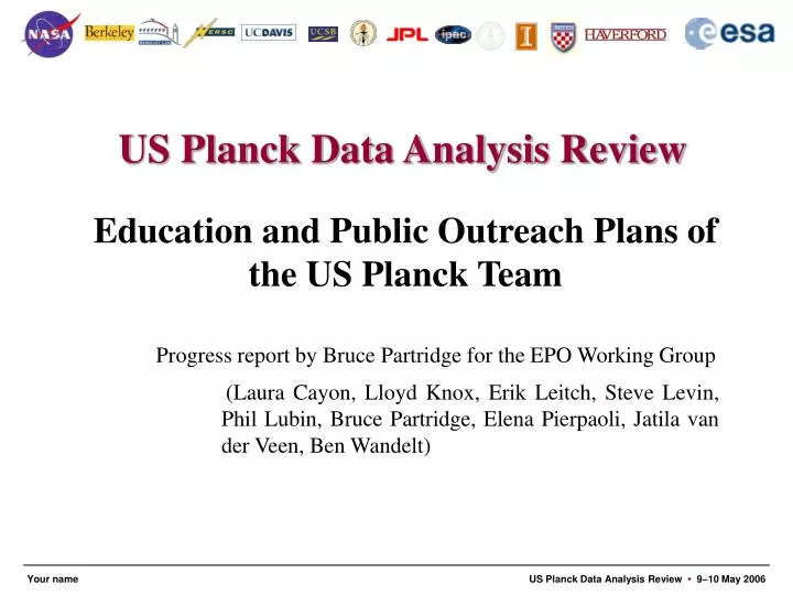 education and public outreach plans of the us planck team